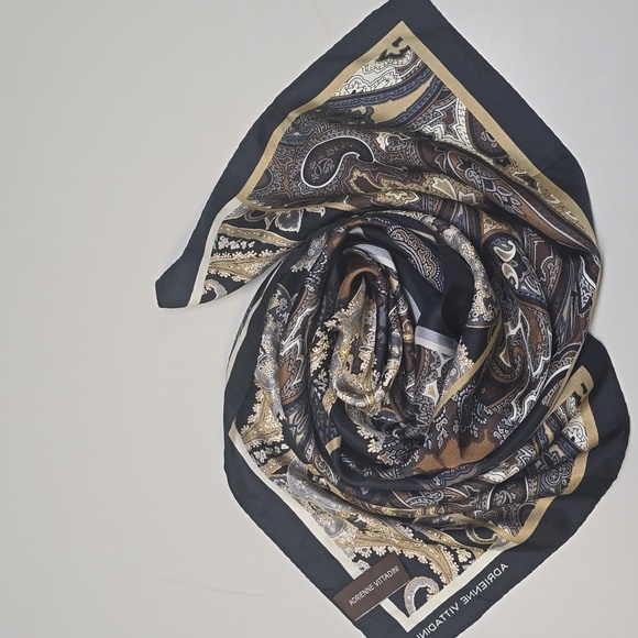 Adrienne Vittadini Accessories - Adrienne Vittadini Gold and Black Paisley Silk Scarf